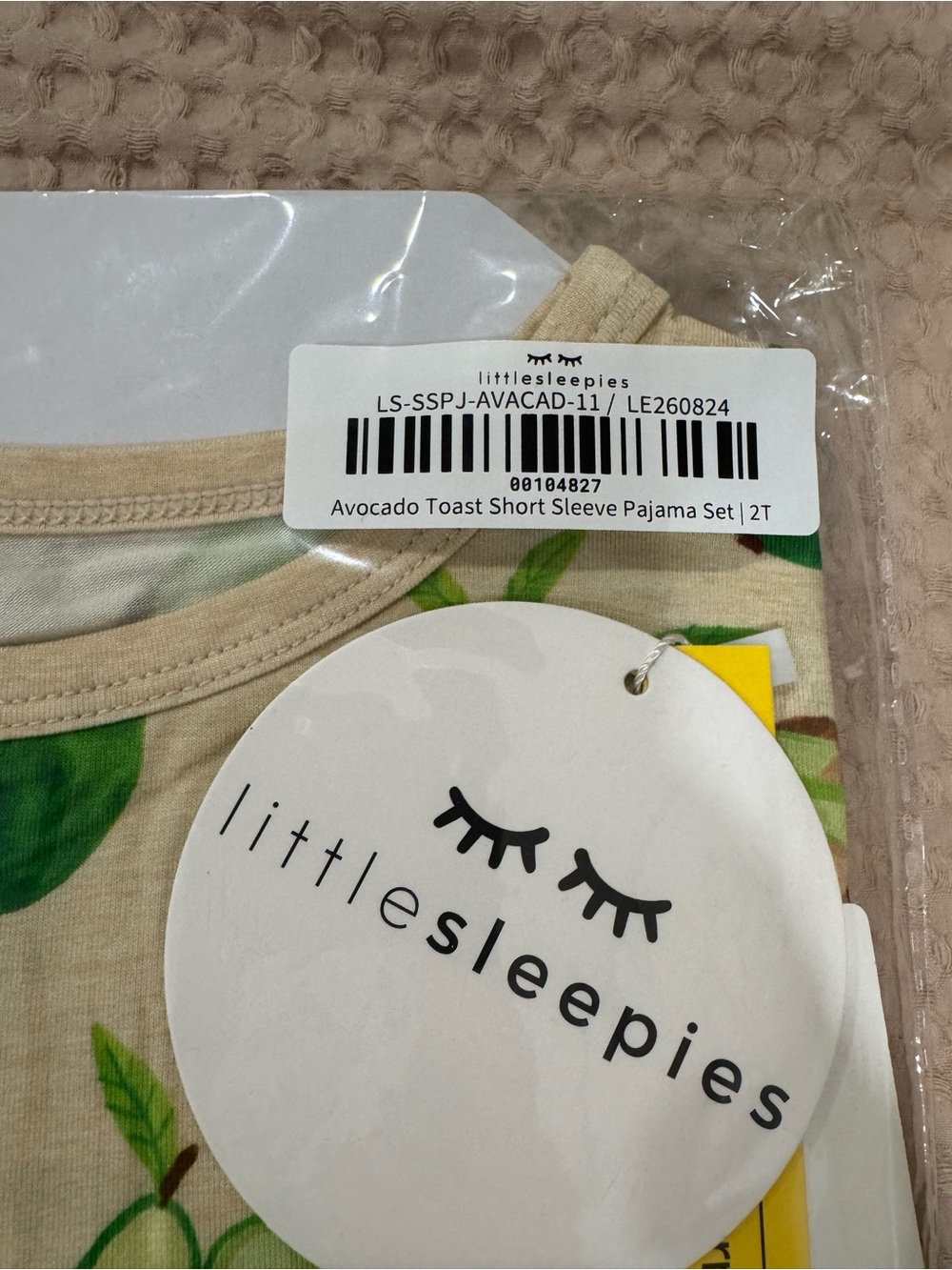 Little Sleepies Avocado Print Short Sleeve Pajama Set - Cream & Green